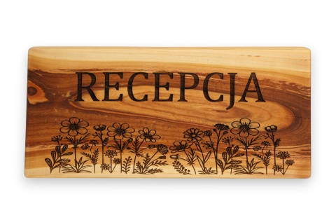 Mini szyld „Recepcja” – drewniana tabliczka z grawerem z drewna wiśniowego