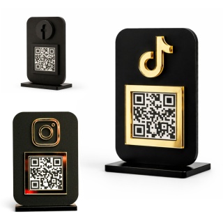 Mini tabliczka QR do social media – minimalistyczna plexi czarny mat