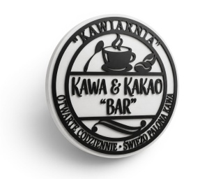 Okrągły szyld 3D do kawiarni i lokalu – MDF i sklejka, personalizowany