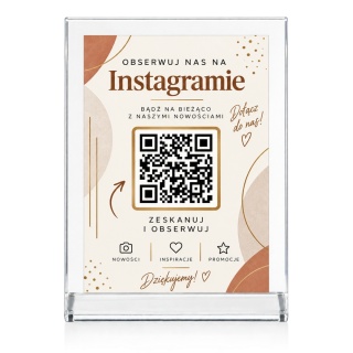 Tabliczka Instagram z kodem QR na stolik – personalizowana