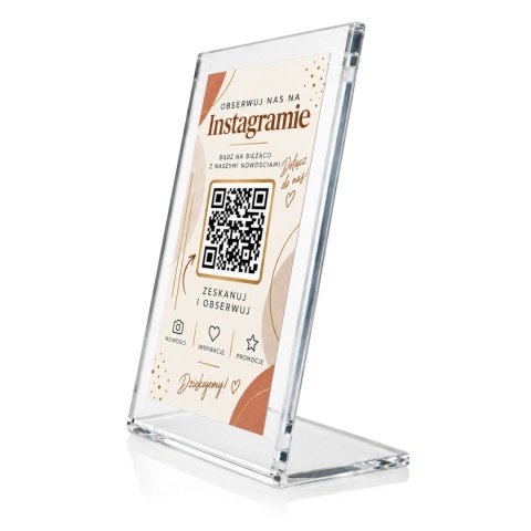 Tabliczka Instagram z kodem QR na stolik – personalizowana