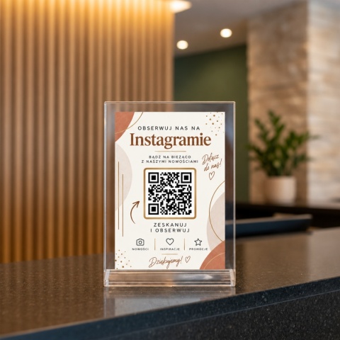 Tabliczka Instagram z kodem QR na stolik – personalizowana