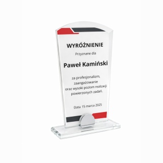 Statuetka szklana ARCO 10 mm z personalizacją – elegancka nagroda firmowa