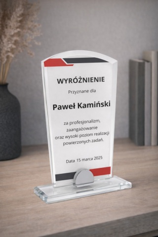 Statuetka szklana ARCO 10 mm z personalizacją – elegancka nagroda firmowa