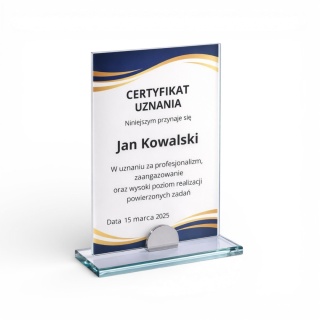Statuetka szklana CLASSIC 6 mm z nadrukiem – elegancka nagroda okolicznościowa