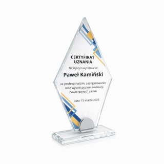 Statuetka szklana DIAMOND 10 mm z personalizacją – elegancka nagroda firmowa