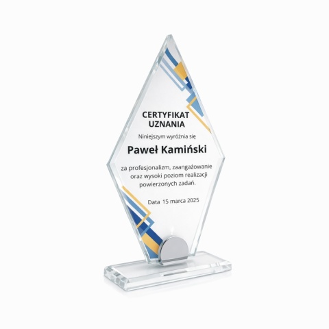 Statuetka szklana DIAMOND 10 mm z personalizacją – elegancka nagroda firmowa