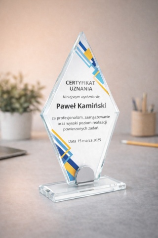 Statuetka szklana DIAMOND 10 mm z personalizacją – elegancka nagroda firmowa