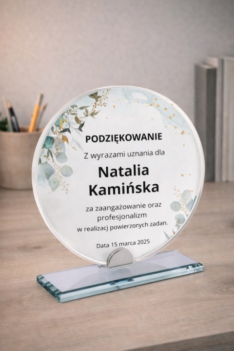Statuetka szklana ORBIS 10 mm z personalizacją – elegancka nagroda firmowa