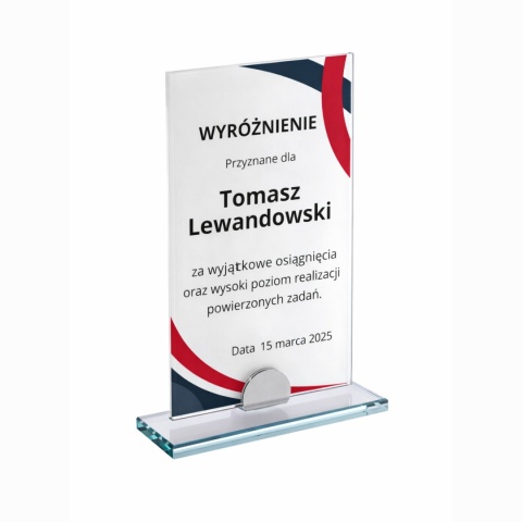 Statuetka szklana PREMIUM 10 mm z nadrukiem – elegancka nagroda okolicznościowa