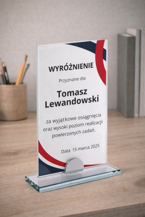 Statuetka szklana PREMIUM 10 mm z nadrukiem – elegancka nagroda okolicznościowa
