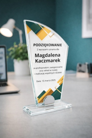 Statuetka szklana VECTOR 10 mm z personalizacją – elegancka nagroda firmowa