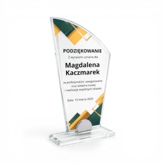 Statuetka szklana VECTOR 10 mm z personalizacją – elegancka nagroda firmowa