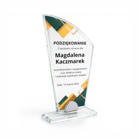 Statuetka szklana VECTOR 10 mm z personalizacją – elegancka nagroda firmowa