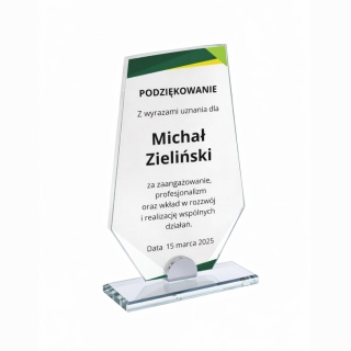 Statuetka szklana VERTEX 10 mm z personalizacją – nowoczesna nagroda firmowa
