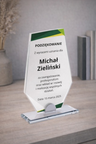 Statuetka szklana VERTEX 10 mm z personalizacją – nowoczesna nagroda firmowa