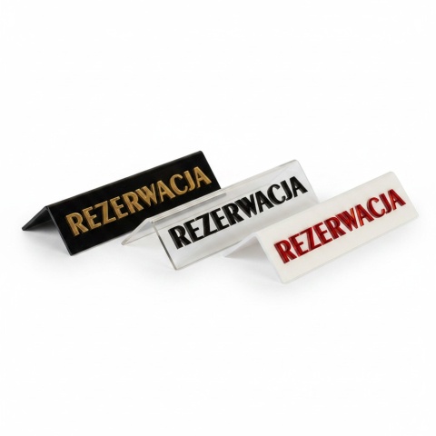 Tabliczka "Rezerwacja" z Kolorowej Pleksi 3mm – Wycinany Napis 3D