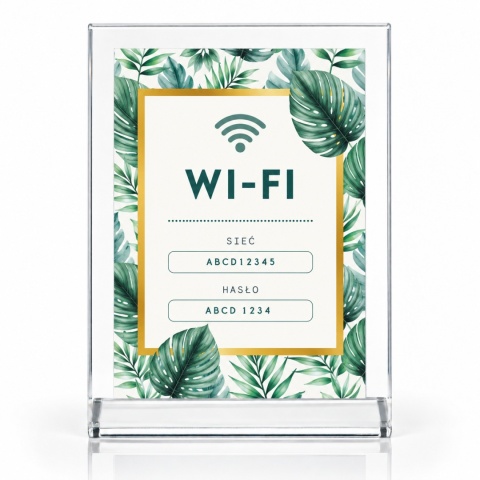 Tabliczka WiFi z hasłem i nazwą sieci – stojąca do hotelu i restauracji