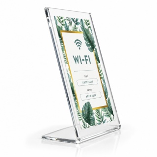 Tabliczka WiFi z hasłem i nazwą sieci – stojąca do hotelu i restauracji