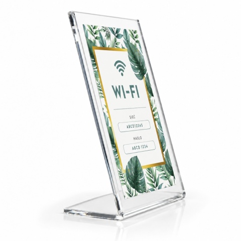 Tabliczka WiFi z hasłem i nazwą sieci – stojąca do hotelu i restauracji