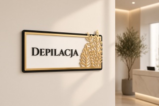 Tabliczka na Drzwi DEPILACJA Luxury Gold 3D | Elegancki Szyld Przydrzwiowy