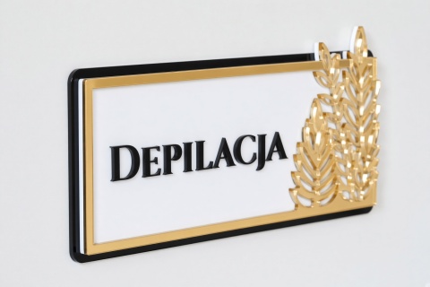 Tabliczka na Drzwi DEPILACJA Luxury Gold 3D | Elegancki Szyld Przydrzwiowy