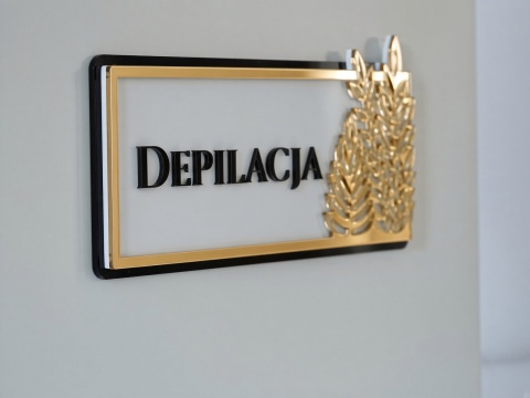 Tabliczka na Drzwi DEPILACJA Luxury Gold 3D | Elegancki Szyld Przydrzwiowy
