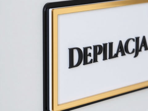 Tabliczka na Drzwi DEPILACJA Luxury Gold 3D | Elegancki Szyld Przydrzwiowy