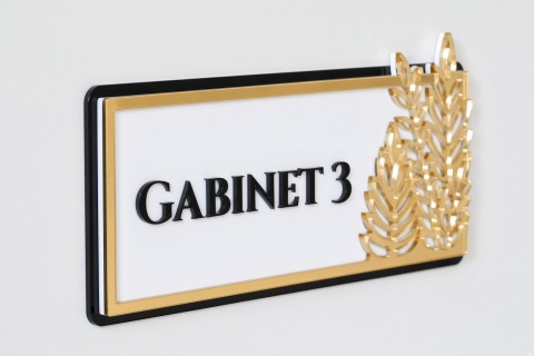 Tabliczka na Drzwi GABINET Luxury Gold – Elegancki Szyld Przydrzwiowy 3D