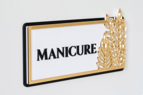 Tabliczka na Drzwi MANICURE Luxury Gold 3D | Elegancki Szyld Przydrzwiowy