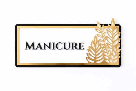 Tabliczka na Drzwi MANICURE Luxury Gold 3D | Elegancki Szyld Przydrzwiowy