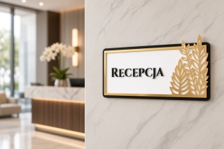 Tabliczka na Drzwi RECEPCJA Luxury Gold – Elegancki Szyld Przydrzwiowy 3D