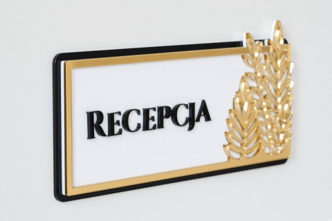 Tabliczka na Drzwi RECEPCJA Luxury Gold – Elegancki Szyld Przydrzwiowy 3D