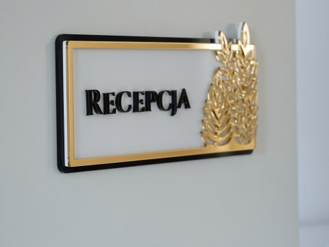 Tabliczka na Drzwi RECEPCJA Luxury Gold – Elegancki Szyld Przydrzwiowy 3D