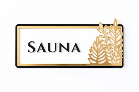 Tabliczka na Drzwi SAUNA Luxury Gold – Elegancki Szyld Przydrzwiowy 3D