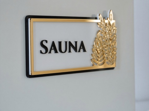 Tabliczka na Drzwi SAUNA Luxury Gold – Elegancki Szyld Przydrzwiowy 3D