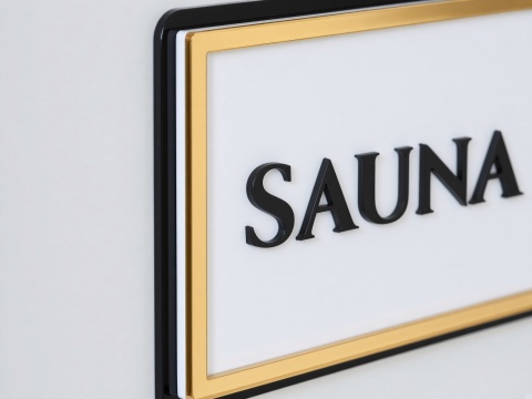 Tabliczka na Drzwi SAUNA Luxury Gold – Elegancki Szyld Przydrzwiowy 3D