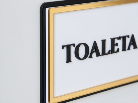 Tabliczka na Drzwi TOALETA Luxury Gold – Elegancki Szyld Przydrzwiowy 3D