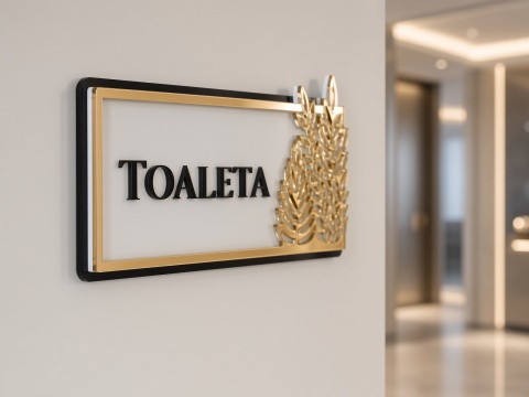 Tabliczka na Drzwi TOALETA Luxury Gold – Elegancki Szyld Przydrzwiowy 3D