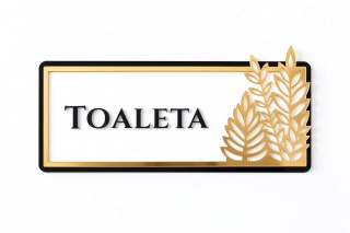 Tabliczka na Drzwi TOALETA Luxury Gold – Elegancki Szyld Przydrzwiowy 3D