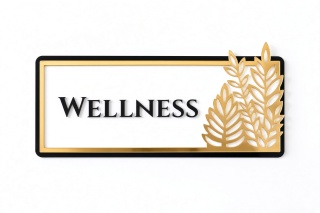 Tabliczka na Drzwi WELLNESS Luxury Gold 3D | Elegancki Szyld Przydrzwiowy