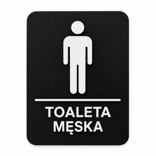 Tabliczka na drzwi TOALETA MĘSKA – Szyld WC męskie z plexi czarny mat