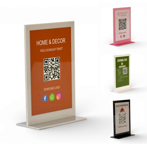 Tabliczka z kodem QR – Oceń nas w Google | stojak na recepcję