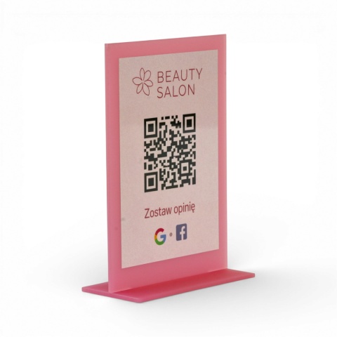 Tabliczka z kodem QR – Oceń nas w Google | stojak na recepcję