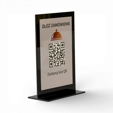 Tabliczka z kodem QR – Oceń nas w Google | stojak na recepcję