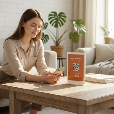 Tabliczka z kodem QR – Oceń nas w Google | stojak na recepcję
