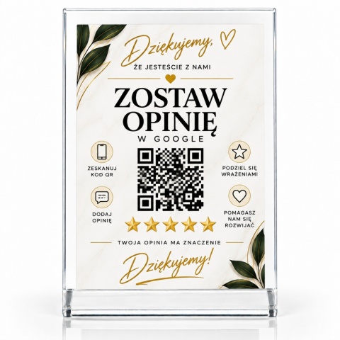 Tabliczka z kodem QR do opinii Google – pleksi i aluminium