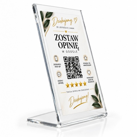 Tabliczka z kodem QR do opinii Google – pleksi i aluminium