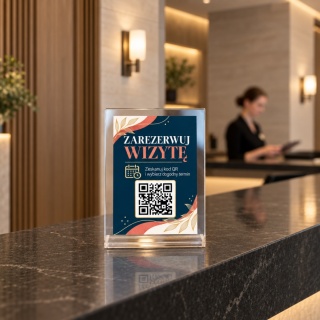 Tabliczka z kodem QR do rezerwacji wizyt – na stolik