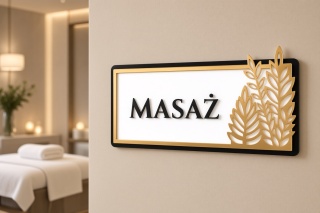 Tabliczka na Drzwi MASAŻ Luxury Gold – Elegancki Szyld Przydrzwiowy 3D